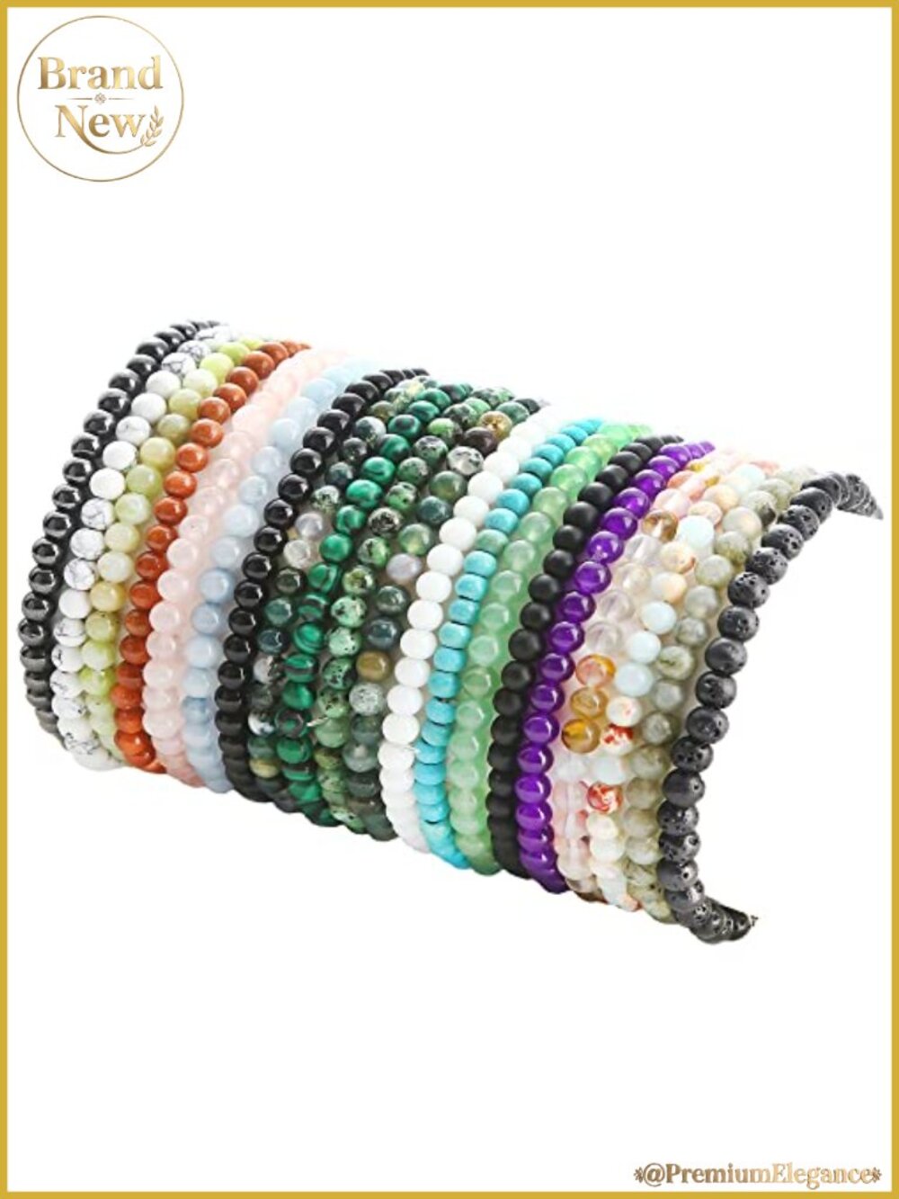 20 Pcs Semi-Precious Stone Stretch Beaded Bracelet Set for Women Men